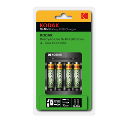 Зарядное устройство для аккумуляторов Kodak USB Overnight charger with 4 x AAA 1100 mAh [K4AA/AAA]