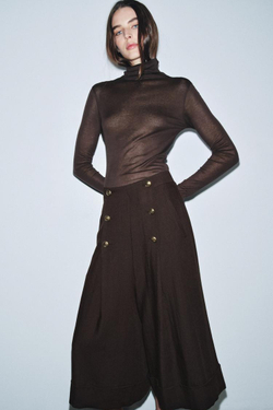 ZARA ФУТБОЛКА ИЗ ХЛОПКА SUPIMA®, КОРИЧНЕВЫЙ