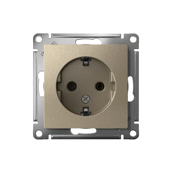 Розетка 1-м СП AtlasDesign 16А IP20 с заземл. механизм шампань SE ATN000543