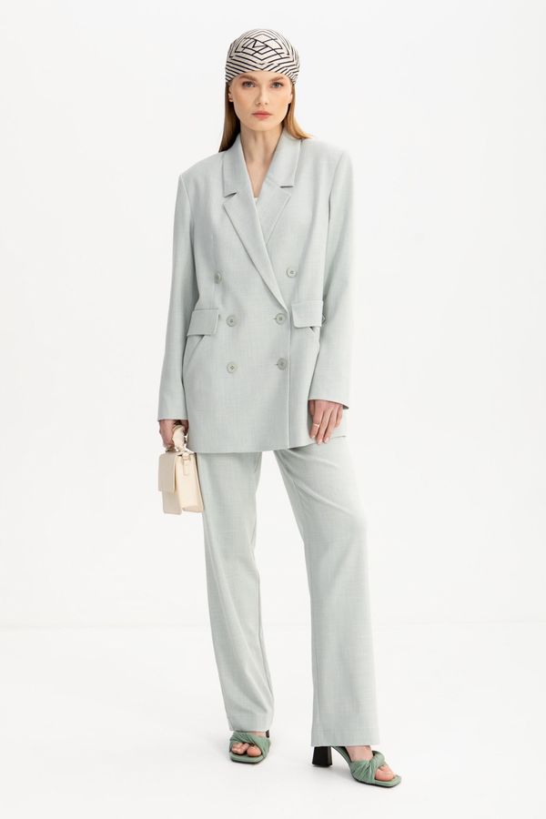 Брюки прямые из смесового льна