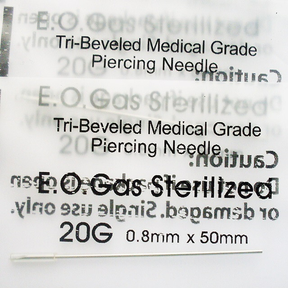 Иглы для пирсинга из медицинской стали. 0,8 мм (20 g)