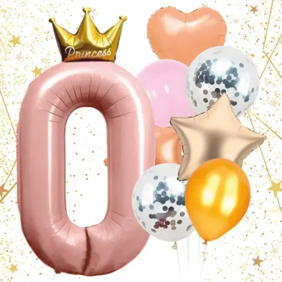 Набор шаров 8 шт «0 - Prince», розовый (цирфа + 7 шаров)