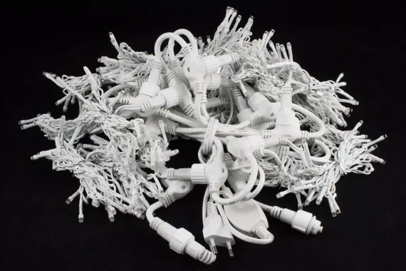 Светодиодный занавес с мерцающим диодом 3*2 м., 400 холодных белых LED ламп, белый провод, Winner Light (w.03.6W.400+)