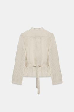 ZARA РУБАШКА В ПОЛОСКУ С НАВЕСНЫМИ ПЕТЛЯМИ — ZW COLLECTION, ЭКРЮ/ЧЕРНЫЙ