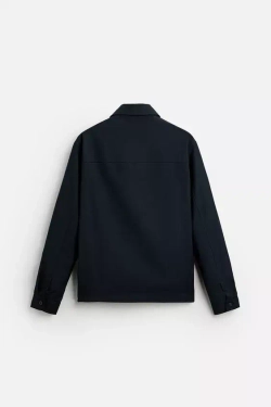 ZARA СТЕГАНАЯ КУРТКА-РУБАШКА REGULAR FIT, МОРСКОЙ СИНИЙ