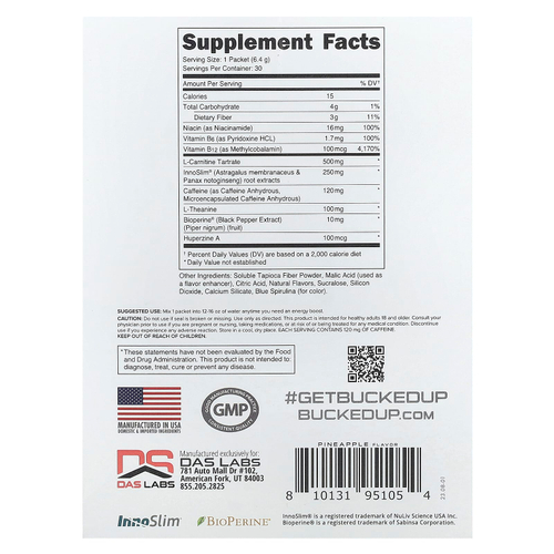 Bucked Up, Babe Boost, синий ананас, 30 пакетиков по 6,4 г (0,2 унции)