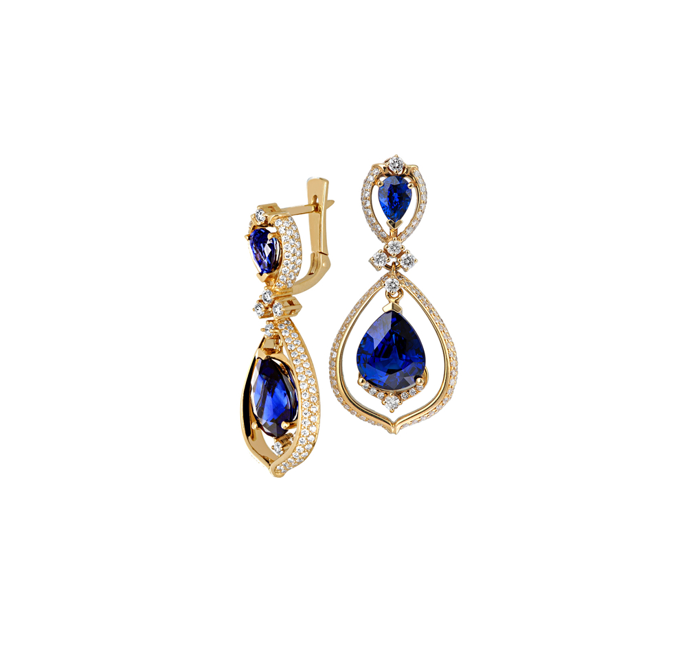 Серьги с бриллиантом  из желтого золота JA-S-С645963L