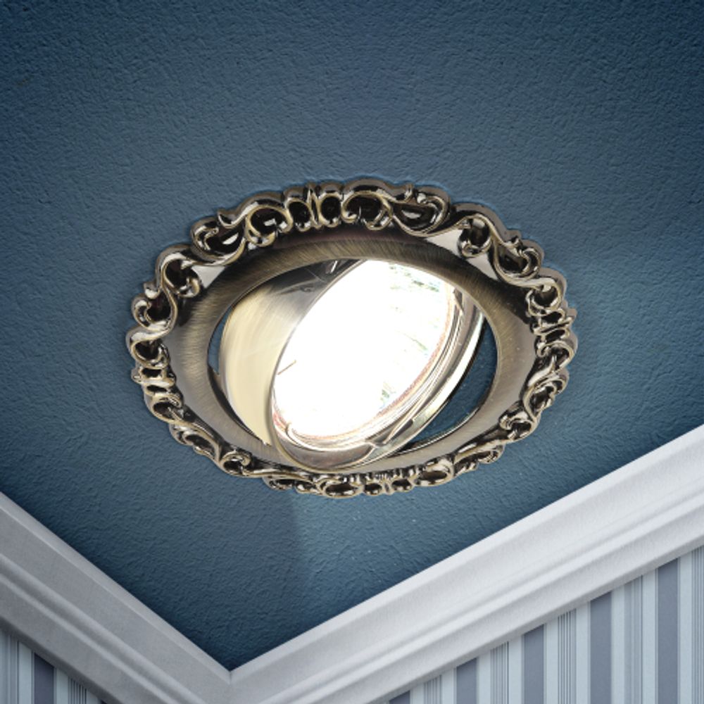 Светильник встраиваемый ЭРА KL59 А SB под лампу MR16 GU5.3 поворотный бронза | Литые встраиваемые светильники