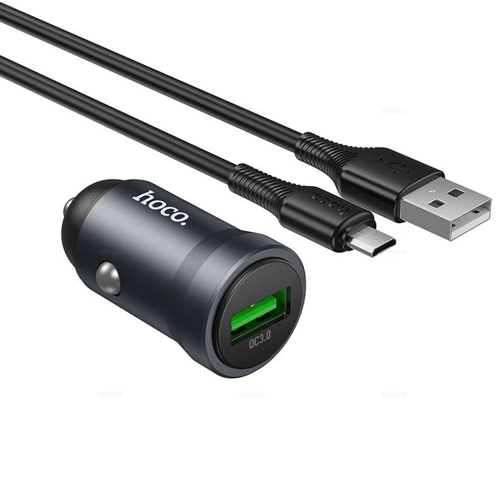 Автомобильное зарядное устройство для Micro-USB Hoco Z62 QC3.0 (metal grey)