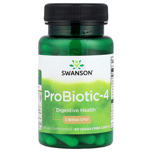 Swanson, ProBiotic-4, 60 веганских капсул Embo Caps® AP