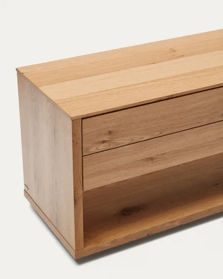 Alguema Тумба под ТВ из дубового шпона с натуральной отделкой 200 x 51 см