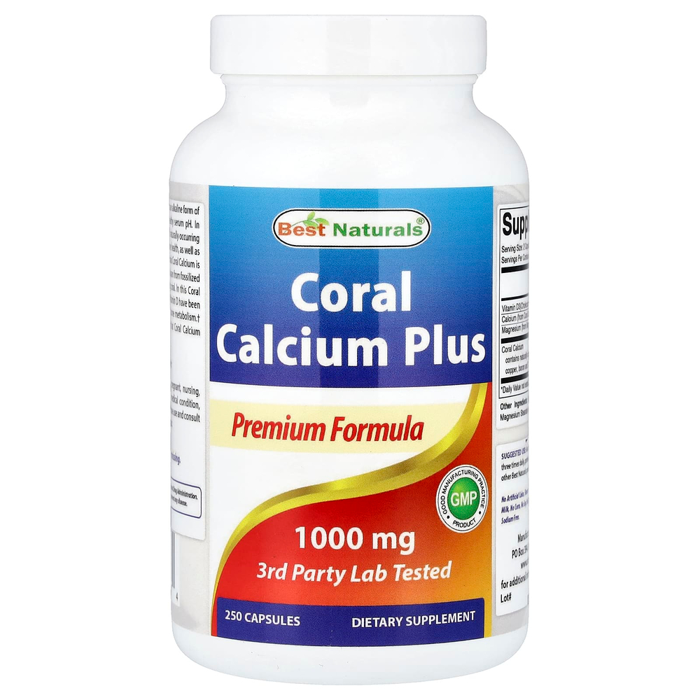 Best Naturals, коралловый кальций плюс, 250 капсул