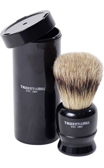 КИСТЬ ДЛЯ БРИТЬЯ В ФУТЛЯРЕ ВОРС СЕРЕБРИСТОГО БАРСУКА ЭБОНИТ T&H