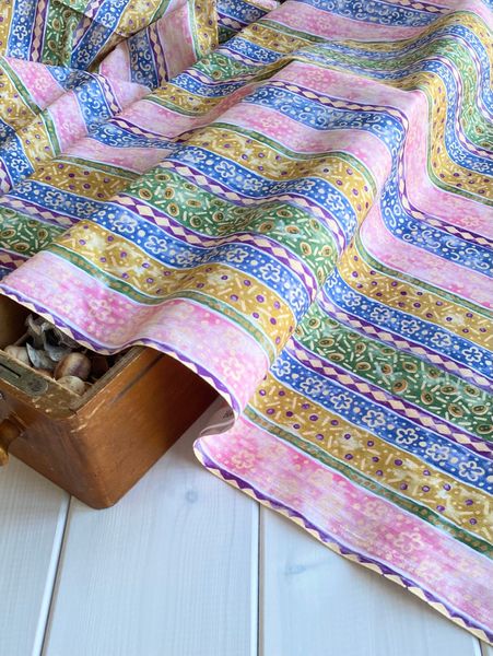 РОЗОВО-ГОЛУБАЯ КАЙМА, 100% хлопок, Handmade Fabrics 5