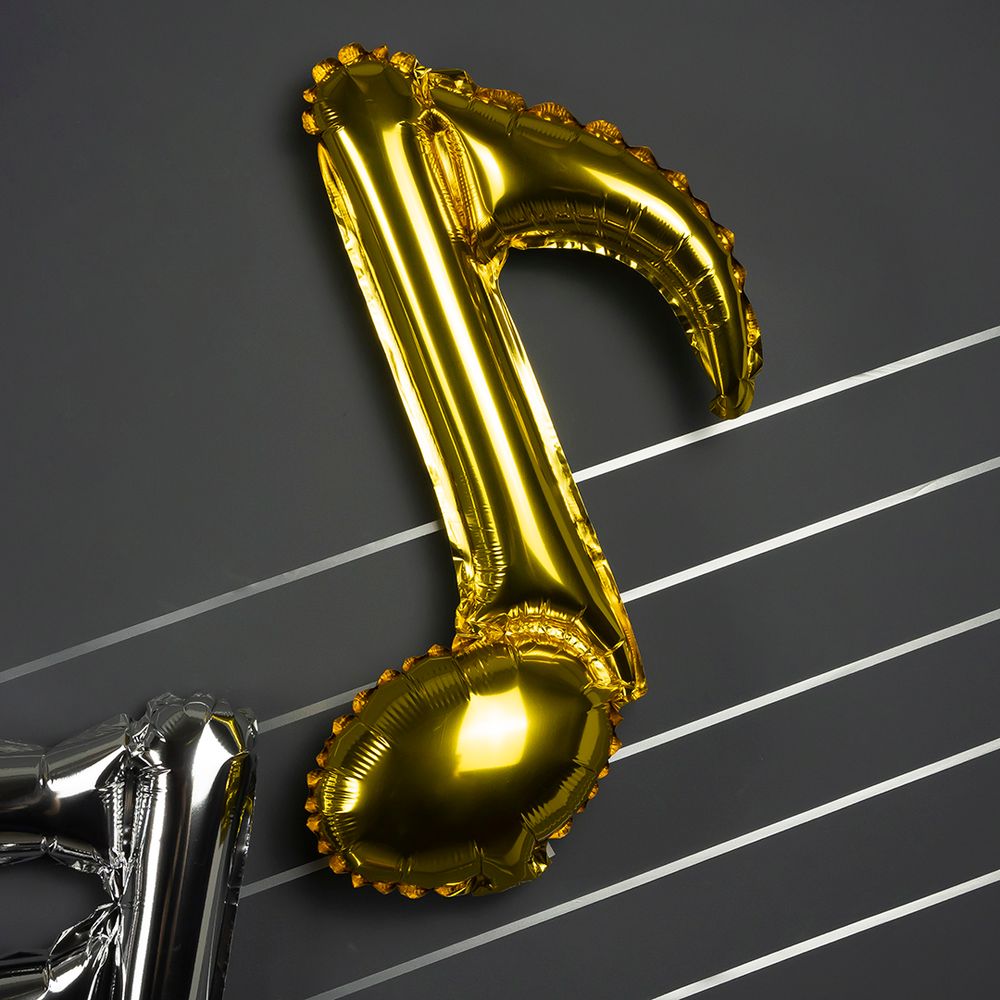 Шар с клапаном (16''/41 см) Мини-фигура, Нота, Золото, 1 шт.