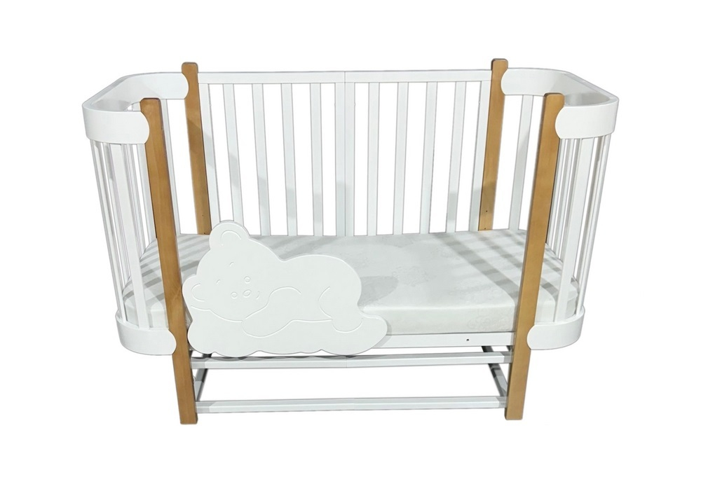 Детская кроватка трансформер Solnyshko 3в1 (продольный маятник, съемная стенка, колеса)