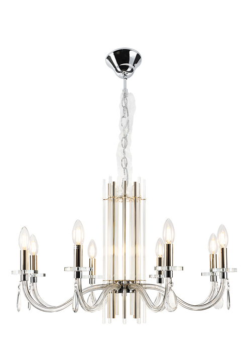 Люстра Crystal Lux AURELIO SP8 GOLD+CHROME/TRANSPARENT