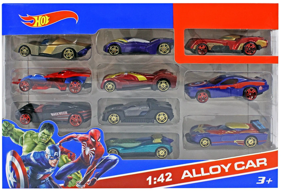 Набор металлических машинок Hot Wheels "Мстители" 10в1