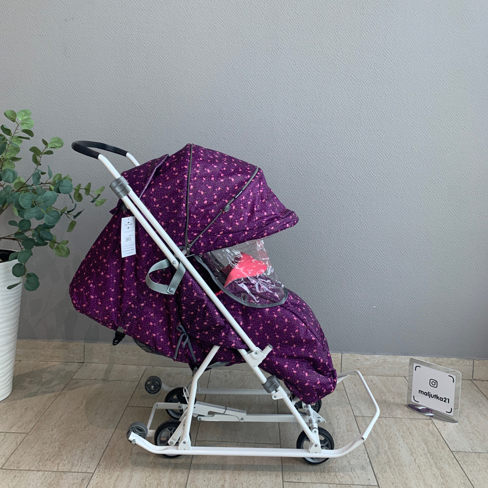 Санки-коляска Нашидетки с фламинго сливовый /Ника/ НДТ3-1К/5