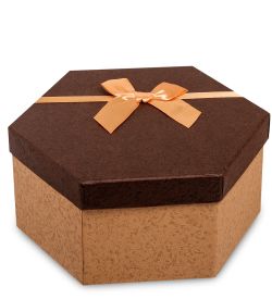 WG-26/3-F Коробка подарочная «Шестиугольник» цв.беж./коричн.