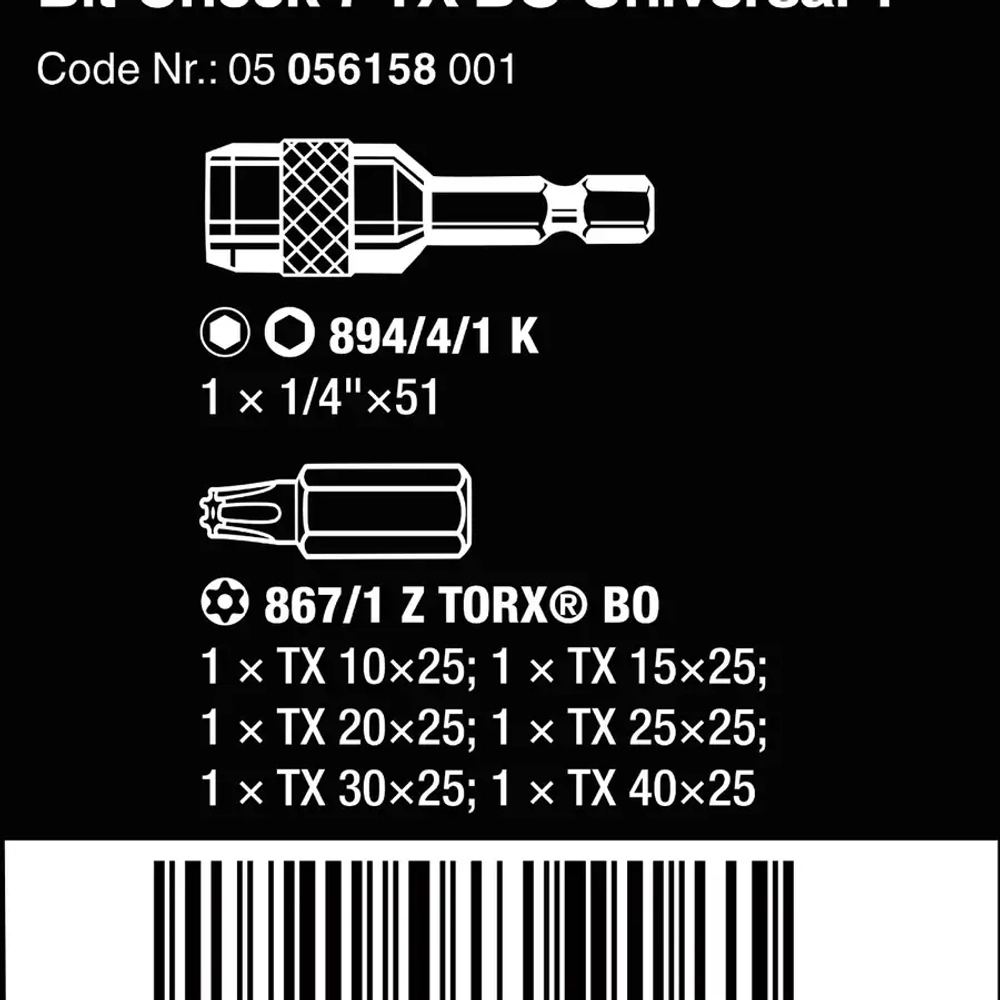 Набор бит Bit-Check 7 TX BO Universal 1 WERA 05056158001
