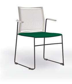 Web стул на полозьях с подлокотниками и спинкой-сеткой