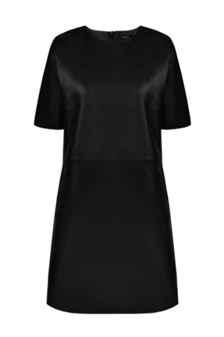 Чёрное кожаное платье