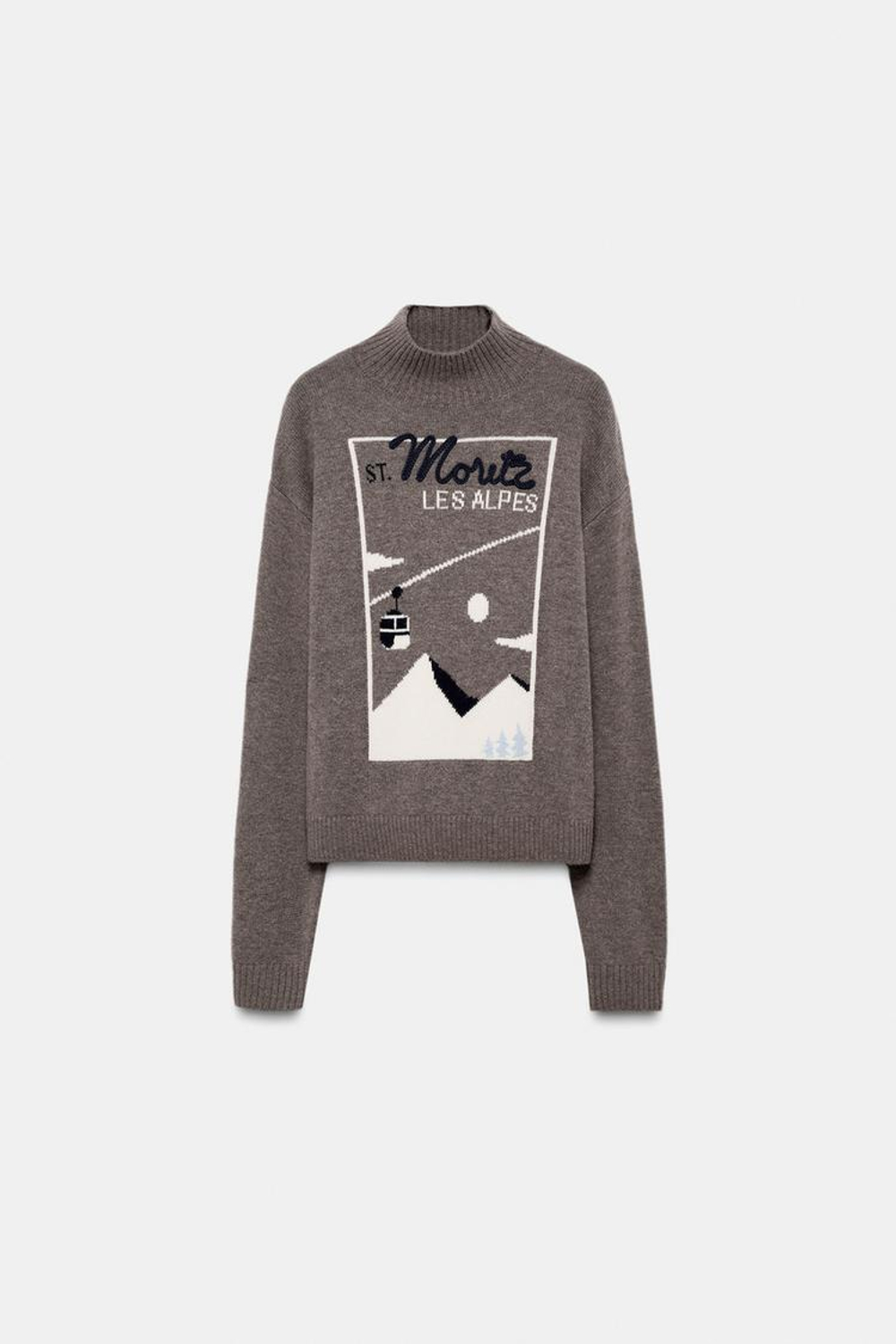 ZARA ЖАККАРДОВЫЙ СВИТЕР С ПРИНТОМ, НОРКА