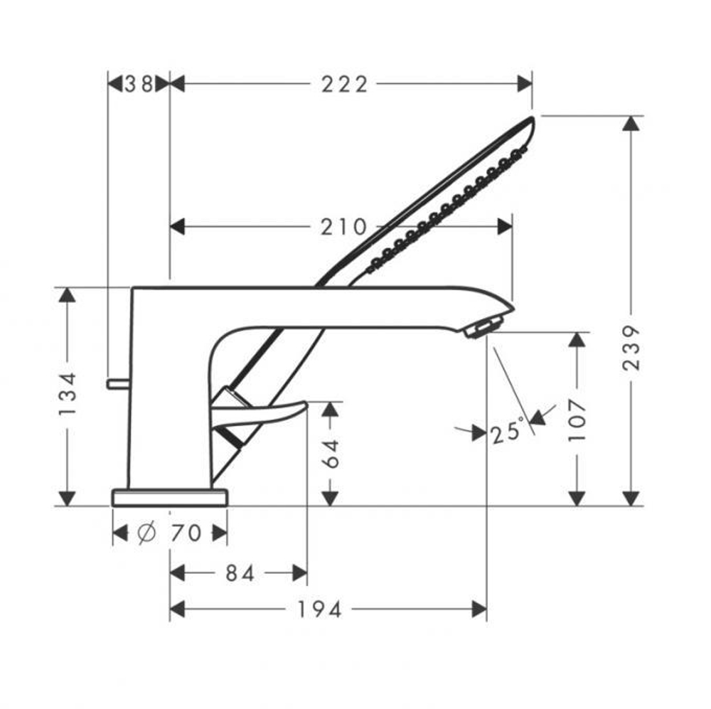 Смеситель на край ванны на 3 отверстия Hansgrohe Metris 31190000