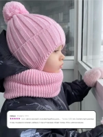 Шапка для девочек осенняя и снуд, фиолетовая