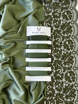 Шелк армани хаки глянцевый плотность 90 г/м2 отрезом 50х75 см