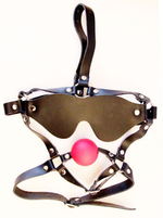 Черная маска с кляпом (Цвет: черный с серебряным и красным)