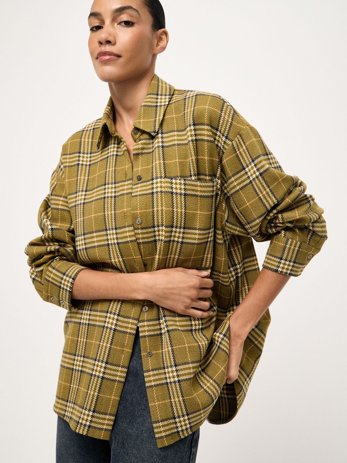 Свободная рубашка olive tartan