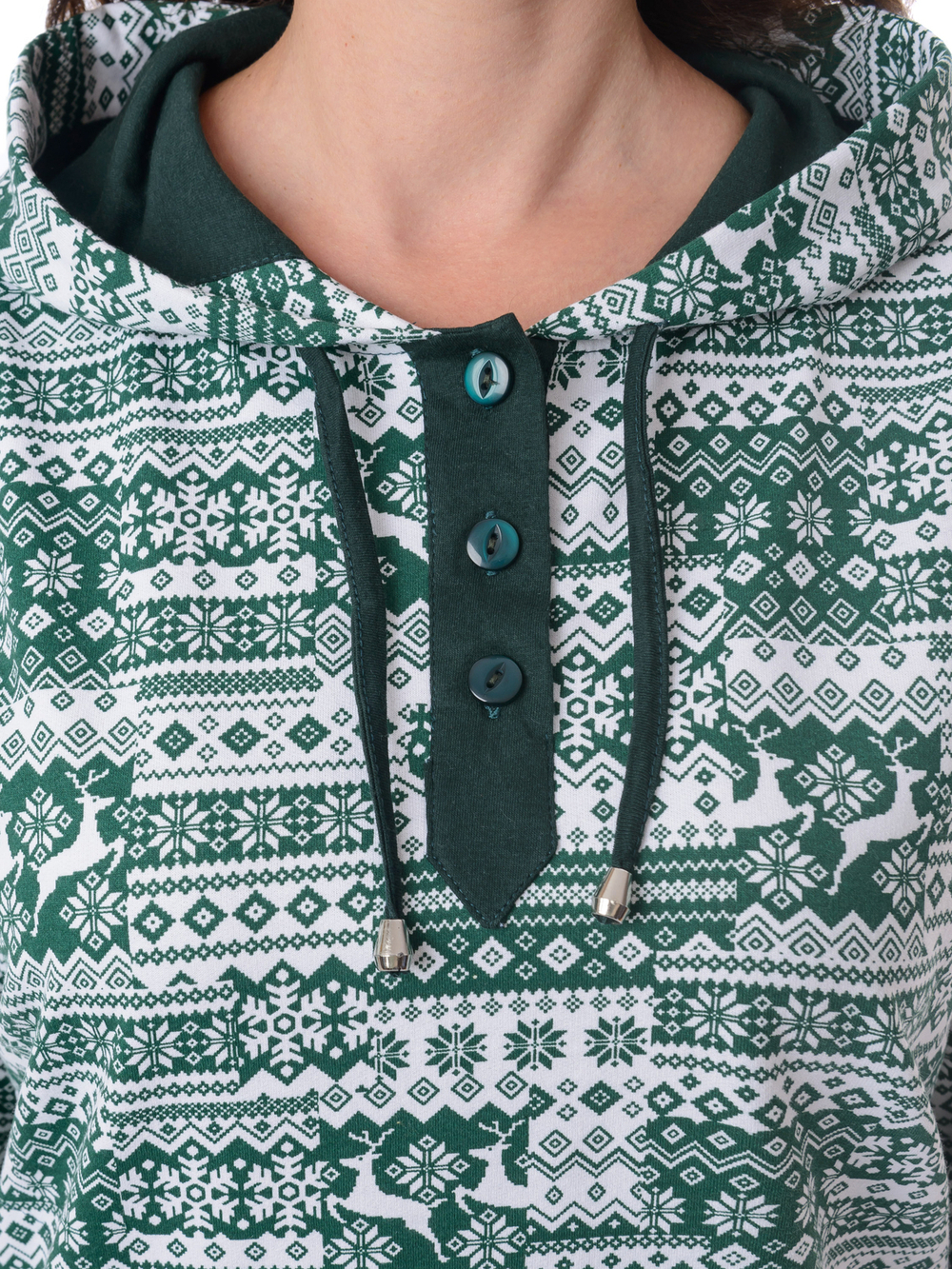 Толстовка К-77Х/зеленобелый-олень