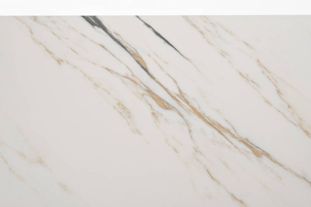 "Меркурий" стол интерьерный раздвижной обеденный из керамики, цвет белый глянцевый