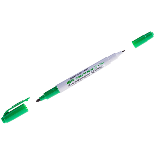 Маркер перманентный двухсторонний "Multi Marker Twin" зеленый, пулевидный, 2мм/1мм
