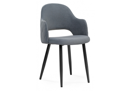 Стул на металлокаркасе Woodville Гутрид ромбы сзади без складок серый, черный, ножки черные