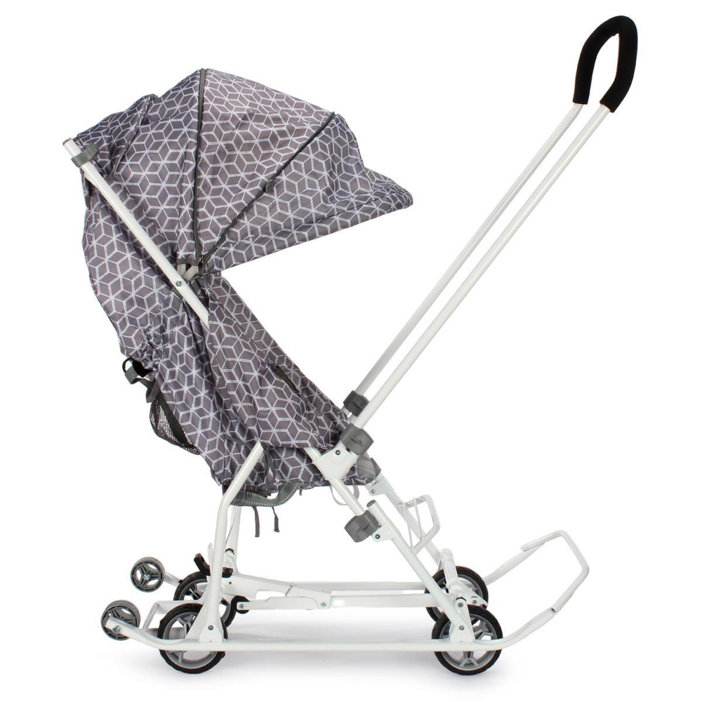 Санки-коляска "Наши Детки 3-1К" с ромбиками серый