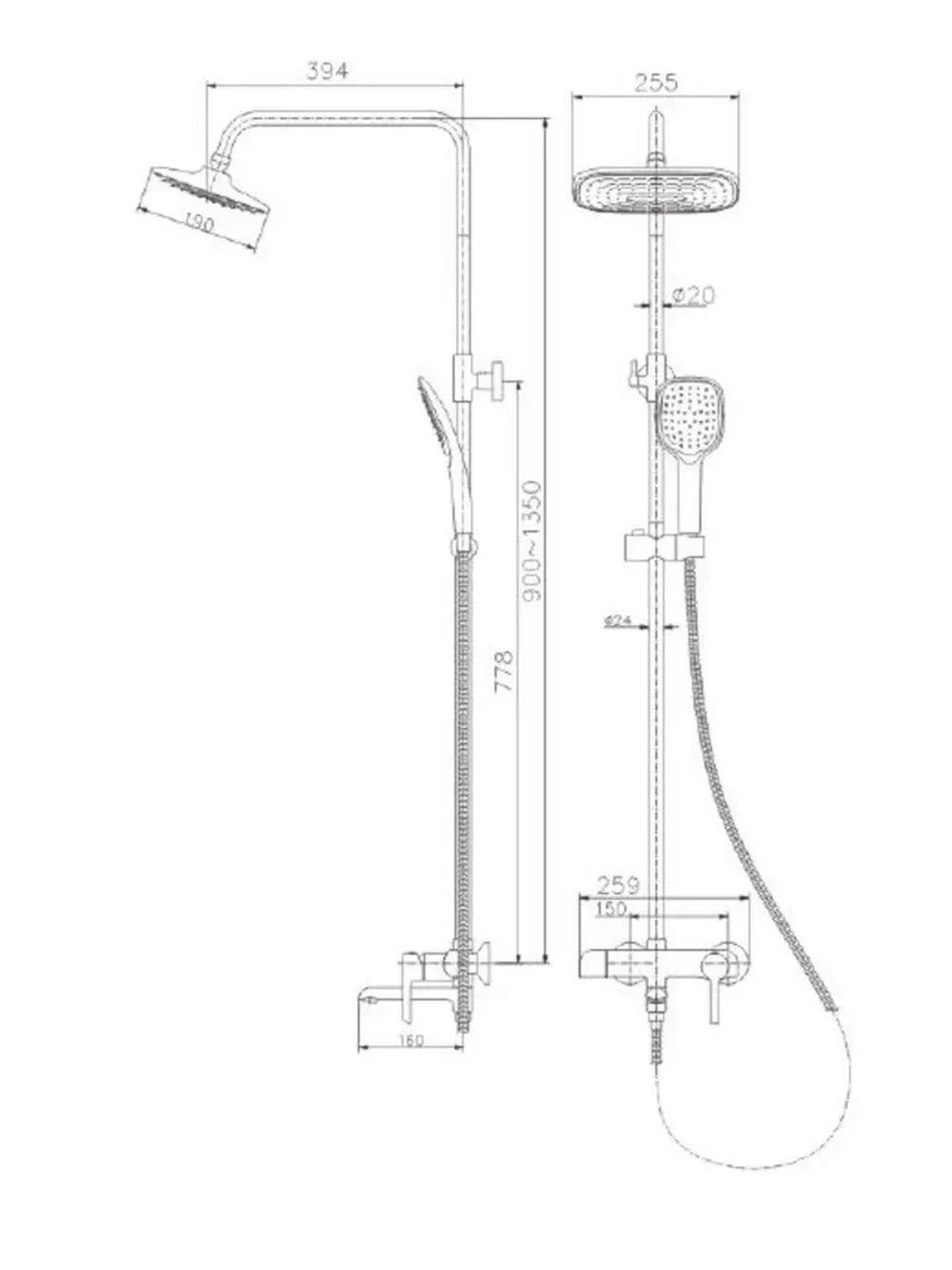 HB24805-8 Душевая система HAIBA