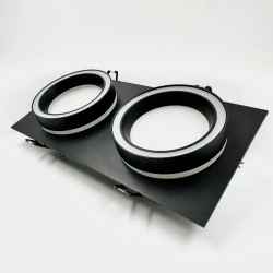 Светильник потолочный встраиваемый GX5.3 двойной, спот точечный черный светодиодный