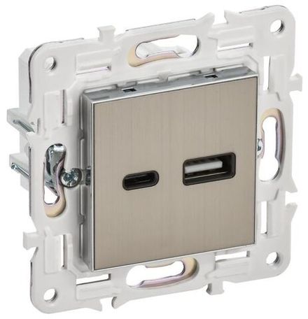 Розетка USB A+C 3.1А SKANDY SK-R14N никель IEK SK-U22-D31-K50