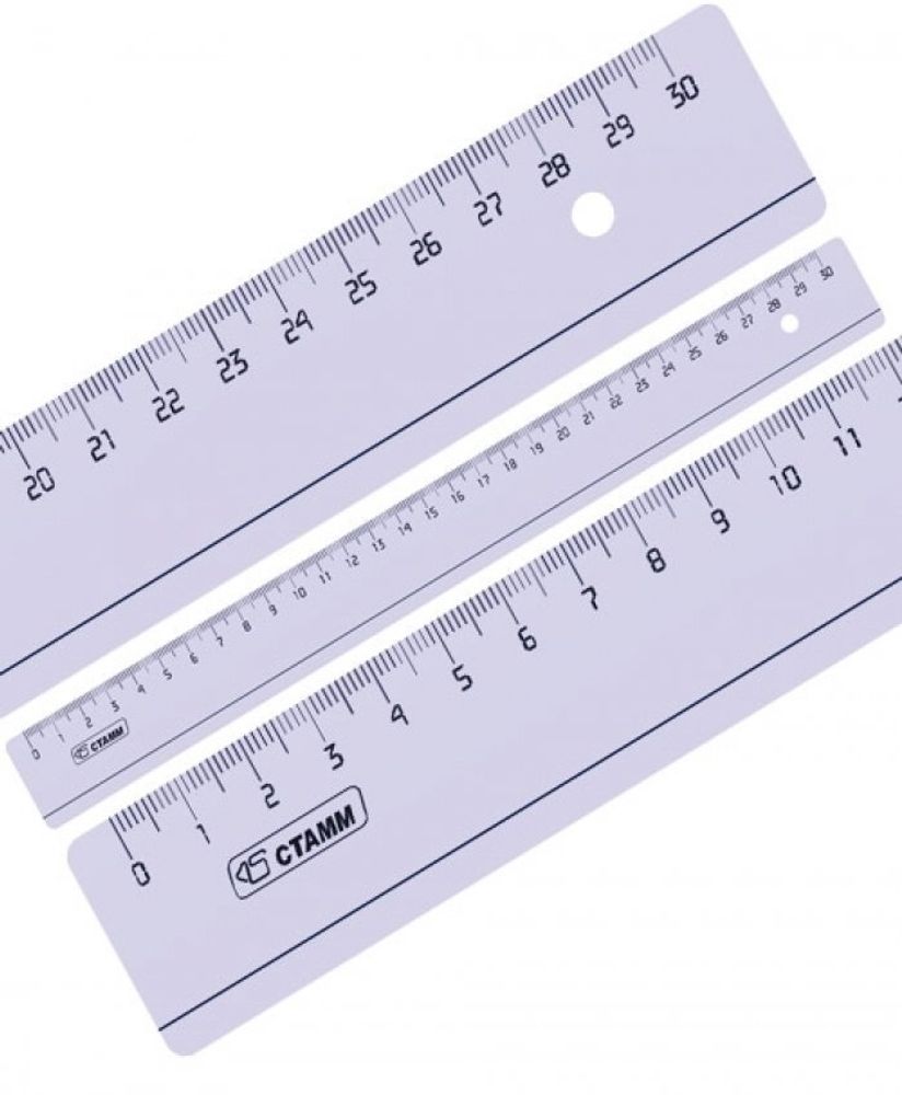 Линейка 30 см Стамм, пластик, прозрачная, тонированная