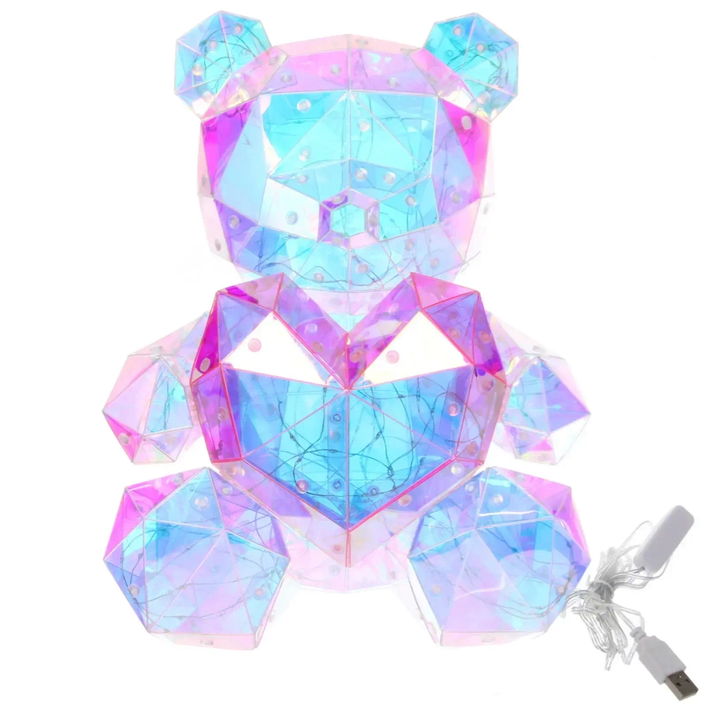 Сувенир светодиодный «Влюбленный мишка» 28*22*30 см, 200 ламп LED, USB, Белый