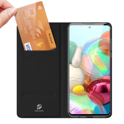Чехол книжка из PU кожи черного цвета от Dux Ducis для Samsung Galaxy A71, серия Skin Pro Series