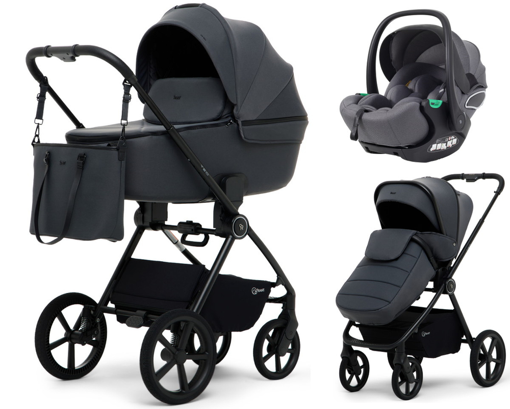 Детская коляска Rant Teo Soft 3 в 1 с автокреслом Evomax Grey Graphite