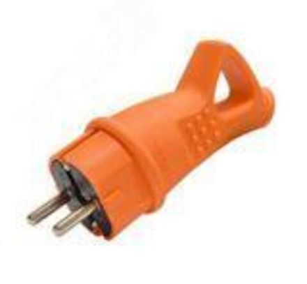 Вилка "UNIVersal" с ушком c/з каучук 16А 250В IP44 цвет оранжевый (еврослот)