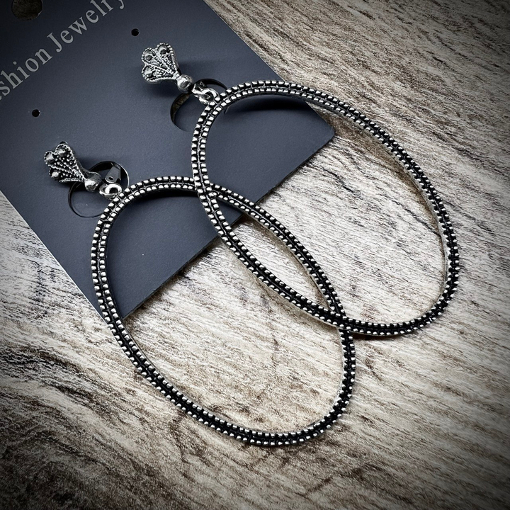 Серьги англ. заст Bohemia рамка овал металл античный серебристый