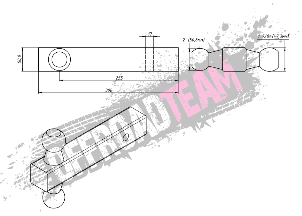 Насадка фаркопа с 2-мя шарами 1-7/8", 2", квадратный профиль