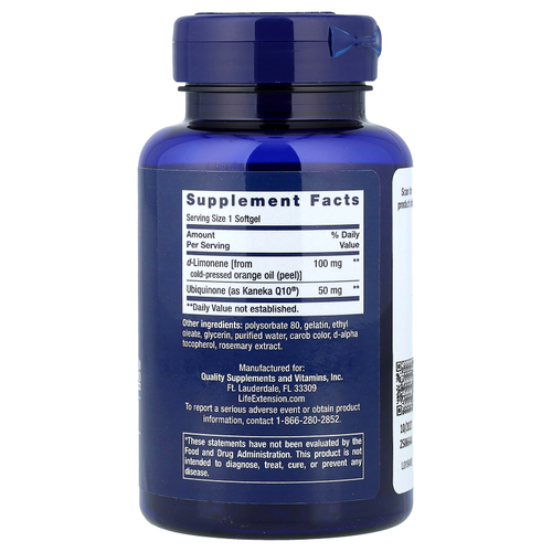 Life Extension, коэнзим Q10 с d-лимоненом, 60 капсул