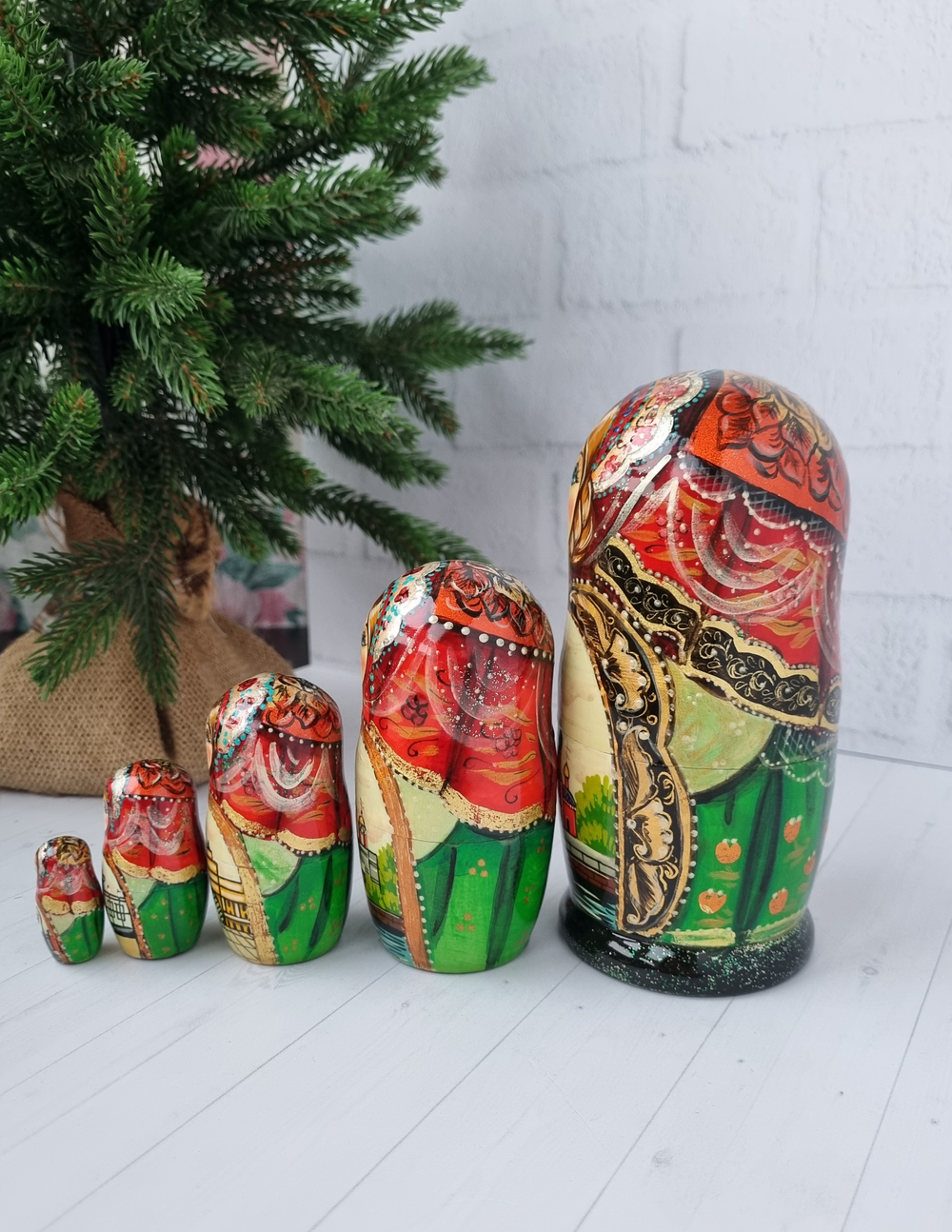 Матрешка "Виды города" 5 мест 15см